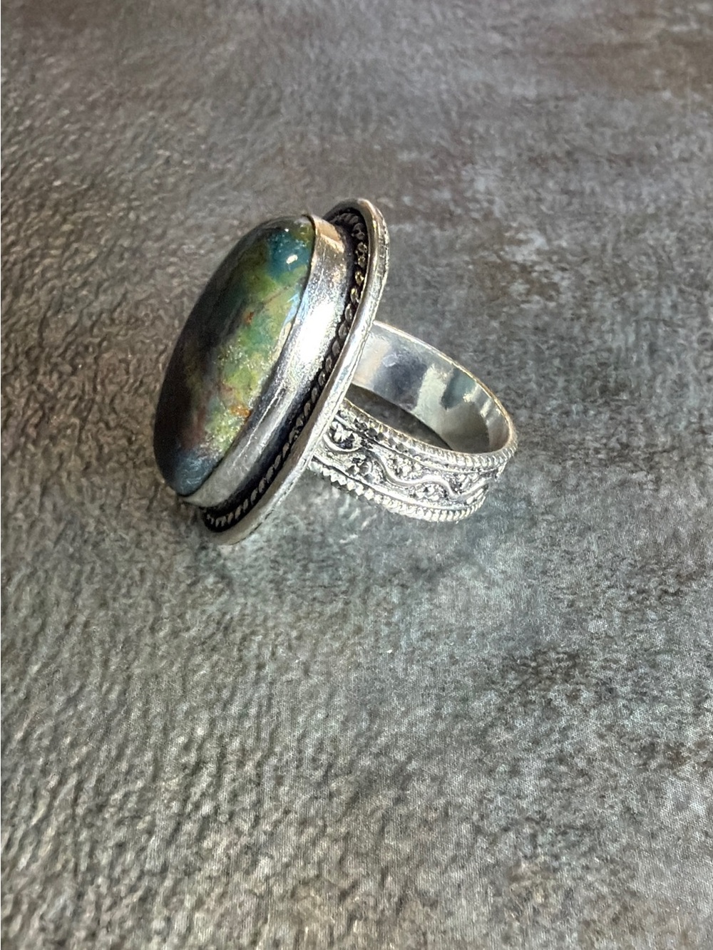 Vintage Style Women Jewelry Ring Size 8 925 Silver Plated Bloodstone Jasper - Picture 3 of 4